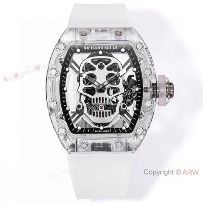 MS Factory AAA Swiss Replica Richard Mille RM 052 Skull Men Watch in Clear Sapphire Case